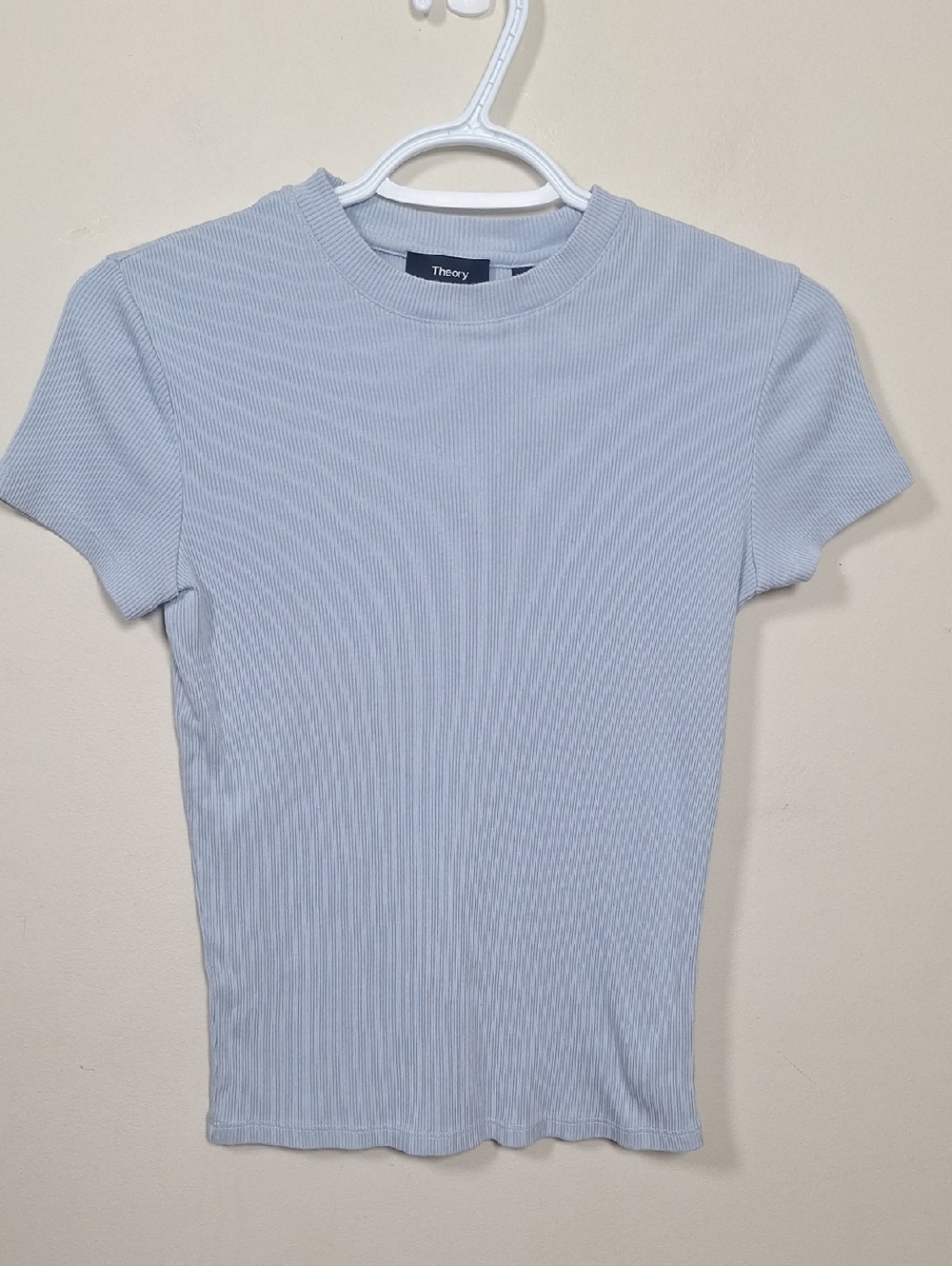 Theory Stretch Rib Tiny Tee Light Blue Size S NWOT